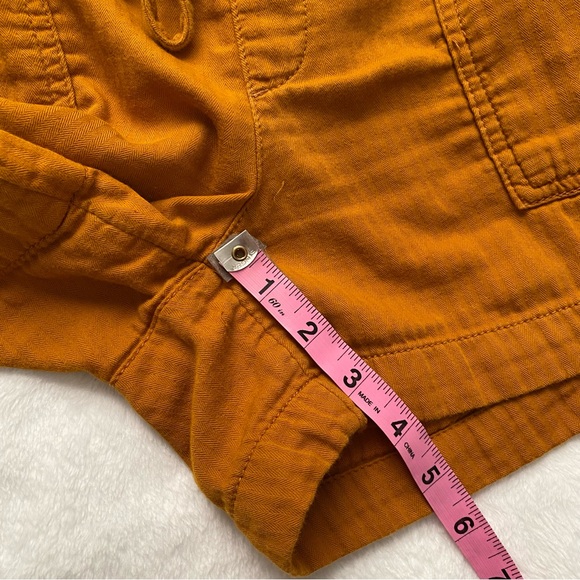 Mustard Orange Crinkled Styled Pull On Shorts - Picture 6 of 11